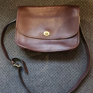 Coach Leather Shoulder Bag in Dark Brown